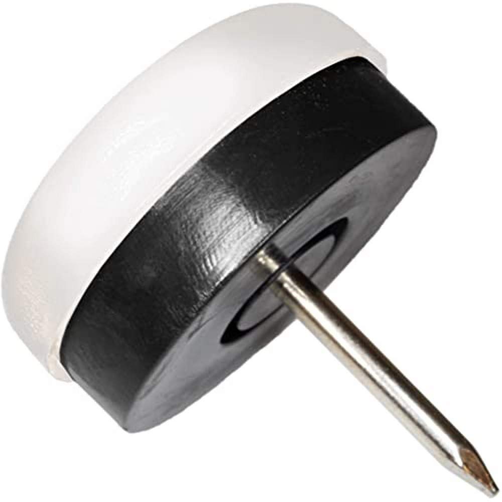 Adsamm® / 4 x Glides in plastic with nail and rubber cushion | Ø 0,98'' (Ø 25 mm) | white | round | Premium quality furniture sliders with bumper and nail by Adsamm®