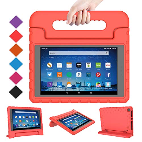 BMOUO Case for All-New Fire HD 8 2017/2018 - Light Weight Shock Proof Convertible Handle Kid-Proof Cover Kids Case for All-New Fire HD 8 Tablet (7th and 8th Generation, 2017 and 2018 Release), Red