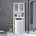 Giantex Over The Toilet Storage Cabinet, Freestanding Bathroom Cabinet w/ 2 Frosted Glass Doors, Inner 3-Position Adjustable Shelf, Open Storage Shelf, Bathroom Organizer & Space Saver