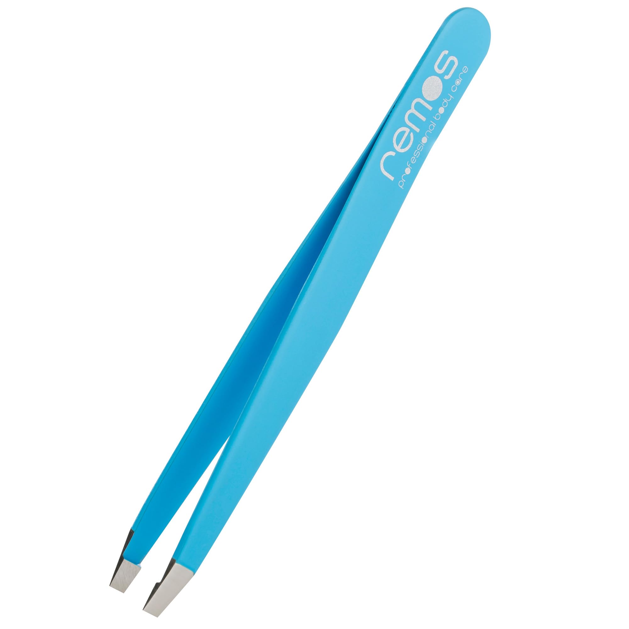 REMOS Professional Eyebrow Tweezers with Straight Tip - Stainless 9.5 cm in Blue
