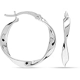 LeCalla 925 Sterling Silver Twisted Hoop Earrings for Women | Lightweight Hypoallergenic Handmade Classic Twist Click-Top Hoop Earrings