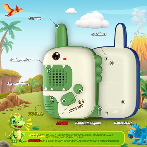 Walkie Talkie Children, Dinosaur Toy from 3 4 5 6 7 8 Years Boy Gift Ideas Walky Talky Gift Boy 3-8 Years Outdoor Games for Boys Radio Children's Toy Easter Gifts Children