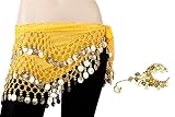 TopTie 158 Gold Coins Belly Dance Hip Scarf Vogue Style, Wholesale Hip Scarf PURPLE