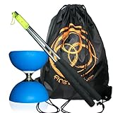 Cyclone Triple Bearing Diabolo (Blue) with Aluminium Hand Sticks & FT Bag