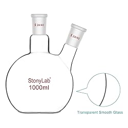 stonylab Flat Bottom Flask FBF, Heavy Wall 2-Neck