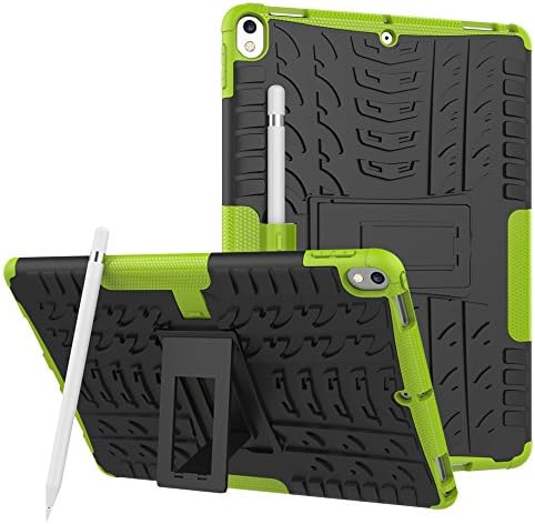 iPad 2017 iPad Pro 10.5 Case, TOODAY 2 In1 Ultra Premium Heavy Duty Hard Case Anti Slip Kids Friendly Shockproof Silicone Protective Cover for Apple iPad Pro 2017 10.5 inch (2017 Version) (Green)
