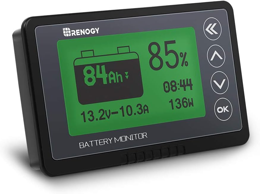 Renogy 500A Battery Monitor with Alarm Capacity and Voltage Indicator