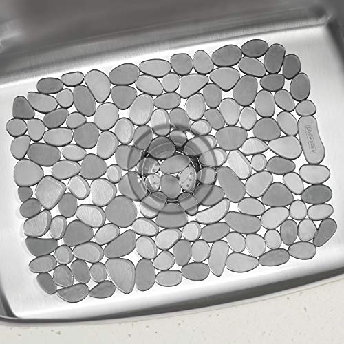 iDesign Pebblz Large Plastic Sink Grid, NonSkid Dish Protector Mat for