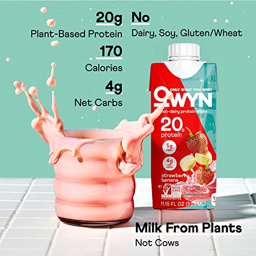 OWYN Vegan Protein Shake, Strawberry Banana, 20g Plant Based Protein