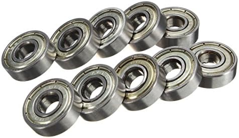 Sodope 608ZZ Bearing 8x22x7mm Skateboard Roller Blade Ball Bearings Wheels Silver ABEC 608-ZZ Metal Sealed Shielded Miniature Mini Bearing Ball Pack of 10