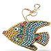 Cenda DIY 5D Diamond Painting Keychain,Full Drill Diamond Painting Pendant Mosaic Making Key-Chains Key Ring Phone Charm Bag Pendant Decor Accessory,Gold Fish