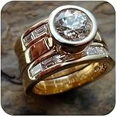 18K Gold Plated Triple-Layer Statement Ring - Bold Retro Minimalist Jewelry for Women Size 8