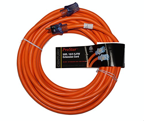 ProStar 10 Gauge SJTW 3 Conductor 50 Foot Extension Cord With Lighted Ends - Orange