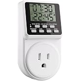 Techbee Digital Infinite Repeat Cycle Intermittent Timer Plug for Electrical Outlet, 24 Hour Programmable Indoor Timed Power Switch with Countdown Delay On and Off (120V, 15A), 1 pack
