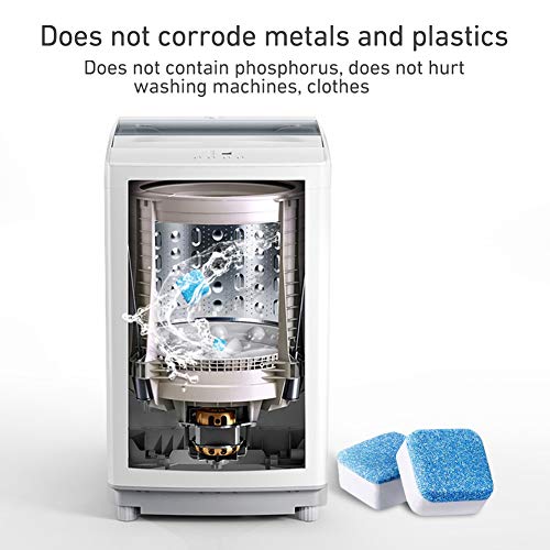 10pcs Solid Washing Machine Cleaner Effervescent Tablet Washer Cleaner Deep Cleaning Remover with Triple Decontamination for Bath Room Kitchen