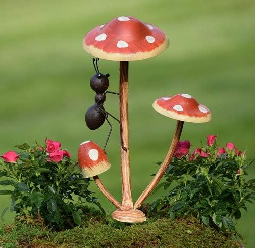 Zaer Ltd. Ants metálicos en Setas de Hongos para jardín/Maceta ...