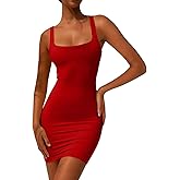 YFANG Women's Casual Tank Top Bodycon Dress Basic Sleeveless Club Mini Dress
