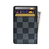 Slim RFID Credit Card Holder, Minimalist Front Pocket Leather Wallet - Black