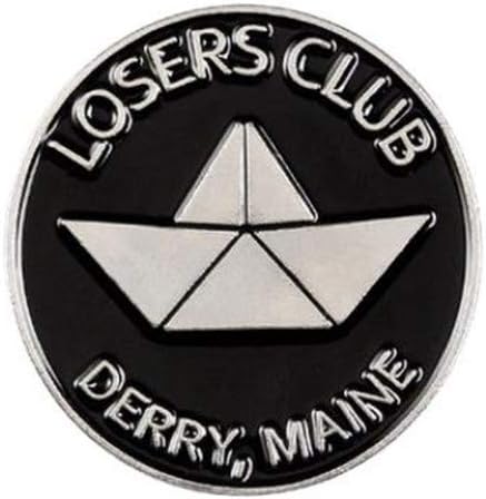 Jubaren7 We all float down here Pennywise Stephen King's IT Paper Boat Loser Club Round Badge Brooch Lapel Enamel pins For Movie Fans brooch (Color : 2)