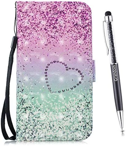 Grandoin Case for Huawei Honor 8 Lite / GR3 2017, 3D Premium PU Leather Unique Design Magnetic Flip Cover with Card Slots Holders [Soft Silicone Inner] Bookstyle Wallet Case (Love #1)