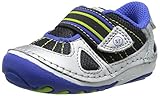 Stride Rite Soft Motion Link Sneaker (Infant/Toddler), Silver/Black/Cobalt, 4 M US Toddler