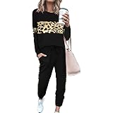 Floerns Women's 2 Piece Outfits Leopard 