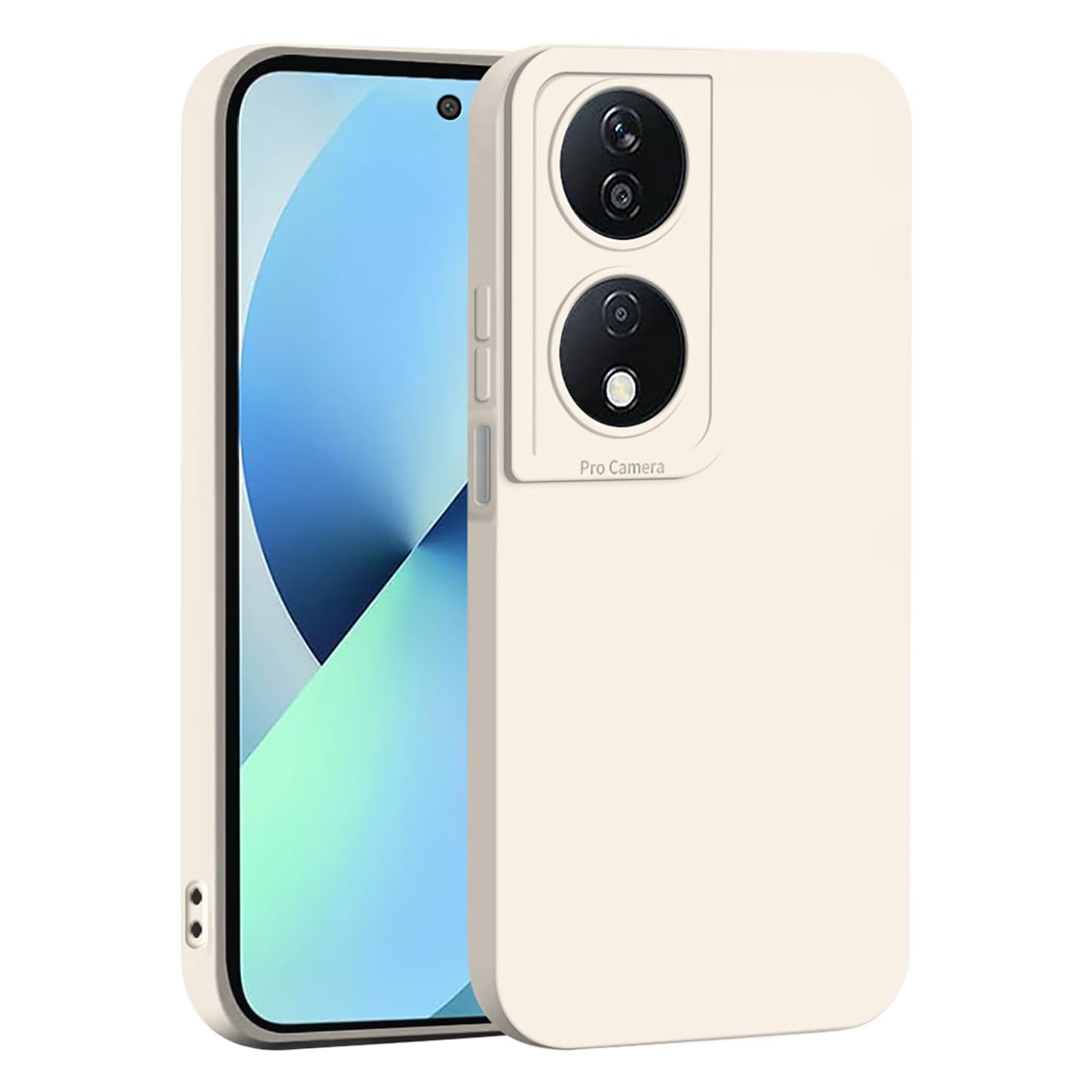 ILING Liquid Silicone Case for Honor X7b / Honor 90 Smart 5G, Simple Solid Color Back Soft Gel Rubber Frosted TPU Bumper Shockproof Protective Ultra-thin Phone Case Cover (White)