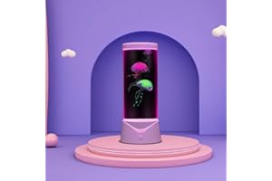 BiKiBao Jellyfish Lamp with 7 Color Changing Cylinder Jellyfish Aquarium Tank LED Mood Lamp Home Decor Night Light for Kids Ideal Gift for Boy Girl (Lilac)