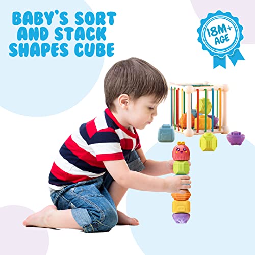 Kidtastic Baby's Sort and Stack Skills Shapes Cube, Montessori Sensory