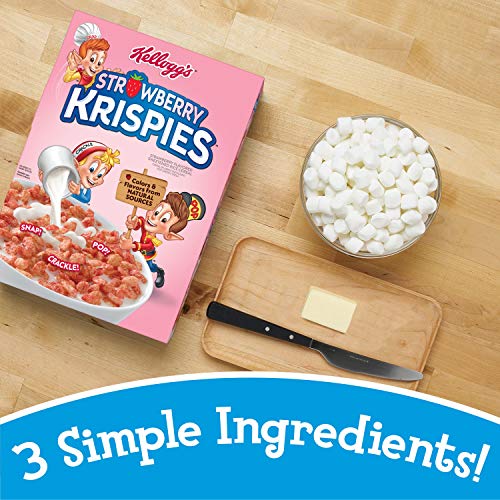 Rice Krispies Kellogg's Strawberry Krispies, Breakfast Cereal, A Good Source of 11 Vitamins and Minerals, 11.5oz Box