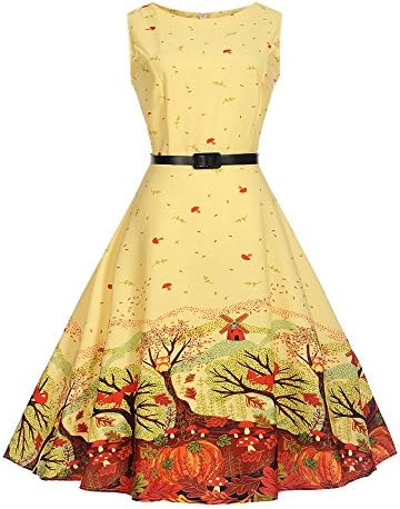 Vintage Dresses, Womens Floral Printed Sleeveless Casual Evening Party FORUU