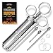 OSTRO Meat Injector Kit Stainless Steel Marinade Injector Syringe with 2-oz Capacity Barrel 3 Professional Flavor Injector Needles