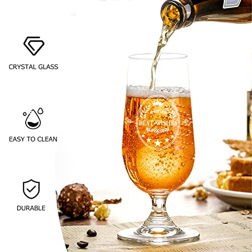 KOCAWIS Beer Ale Glass Gift for Men Dad Grandfather Uncle Tulip 350ml World’s Finest Best Wishes Soft Drink Glassware Birthday Gift Christmas Gift