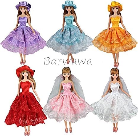 Amazon Barwawa ランダム3つセットバービー服ドレス手作りジェニーウェアワンピース人形アクセサリー1 6靴の人形人形 ハウス おもちゃ