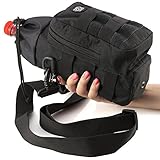 Water Bottle Carrier with Shoulder Strap for Walking and Insulated Neoprene Water Bottle Holder Bag - Great for Sport Bicycle and Hiking 16 Oz to 40 oz - Molle Pouch Hydration Black - by P&P4EVER