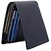 HOPSOOKEN RFID Leather Bifold Wallets Women Men Flipout Slim ID Wallet Trifold (Darkblue (UP))