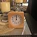 ECVISION Handmade Alarm Clock Classic Small Square Silent Table Snooze Zelkova Clock Beech Wood Travel Clock with nightlight (Light Woodgrain)