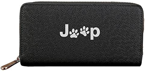 HunnXD Men's Jeep With Dog Paw Logo PU Leather Zipper Wallets