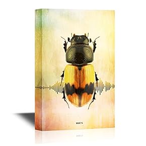 Insects Artwork Series Canvas Wall Art - A Yellow Beetle - Gallery Wrap Modern Home Art | Ready to Hang - 12x18 inches