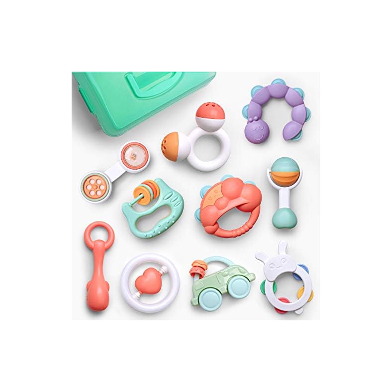 Gizmovine 10pcs Baby Toys Rattles Set, Infant Grasping Grab Toys, Spin Shaking Bell Musical Toy Set Early Educational…
