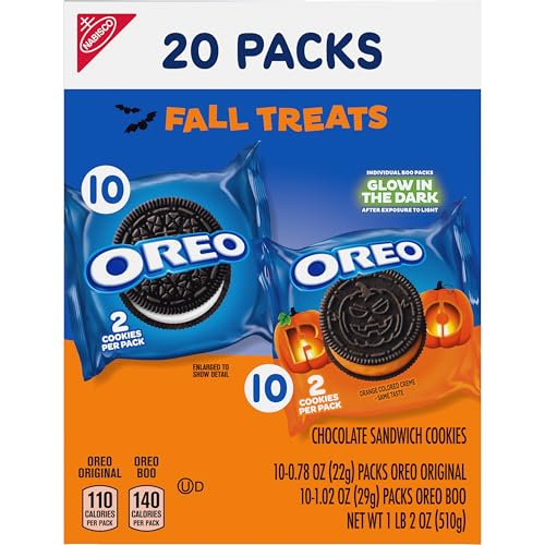 OREO BOO! FALL TREATS TRICK OR TREAT HALLOWEEN COOKIES VARIETY PACK, 20 SNACK PACKS (20 COOKIES PER PACK)