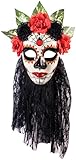 Forum Novelties Women's Day Of The Dead Senora Lace Mask, Black, One Size