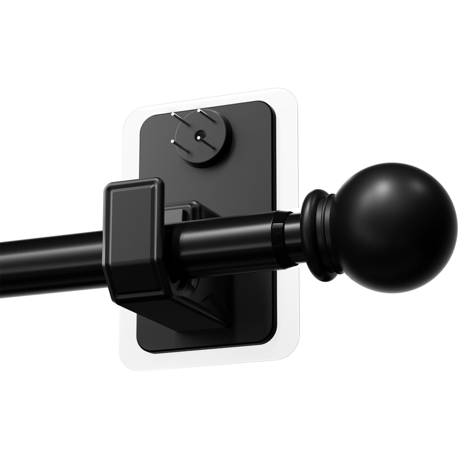 Photo 1 of PeSenp No-Drill Curtain Rod with Adhesive & Pin-Nail Mount System - Renter Friendly & Minimal Wall Damage, 5/8" Diameter Black Adjustable Rod for Windows 28 to 48 Inch