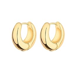 Wgoud Chunky Hoop Earrings Set 14K Gold Plated Hoop