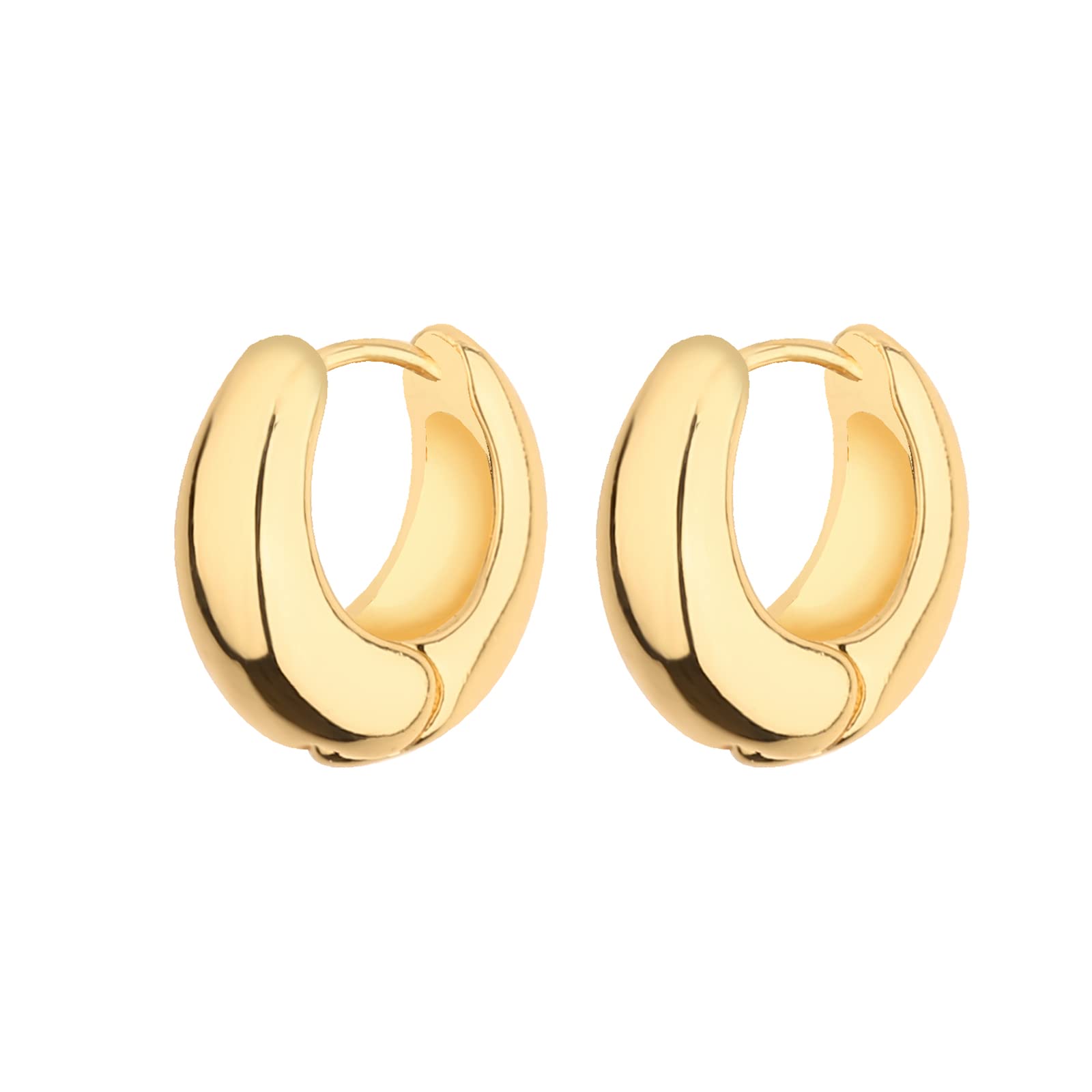 wgoud Chunky Hoop Earrings Set 14K Gold Plated Hoop Earrings for Women Hypoallergenic, Thick Twisted Huggie Hoops Earring Set