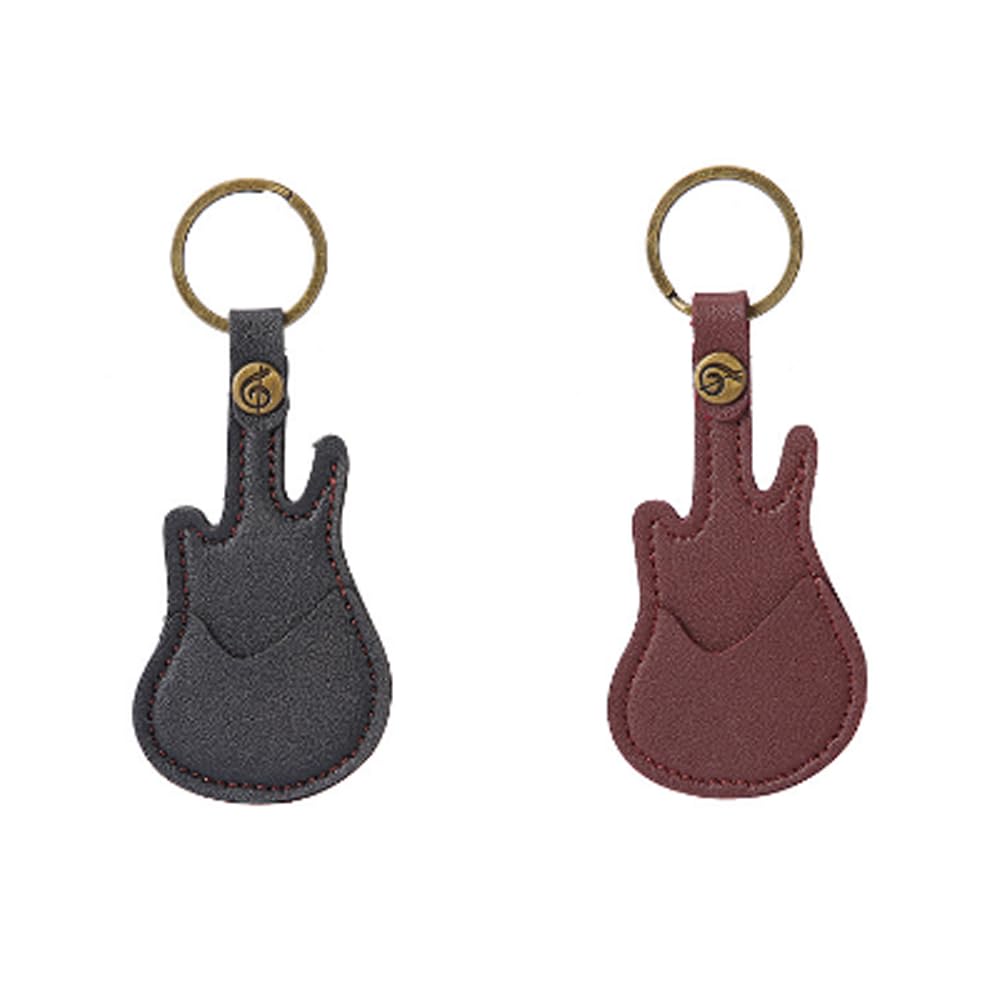 ARFUKA Guitar Pick Case Guitar Pick Holder Leather Guitar Accessories Kit Holder Case with Keychain Pack of 2