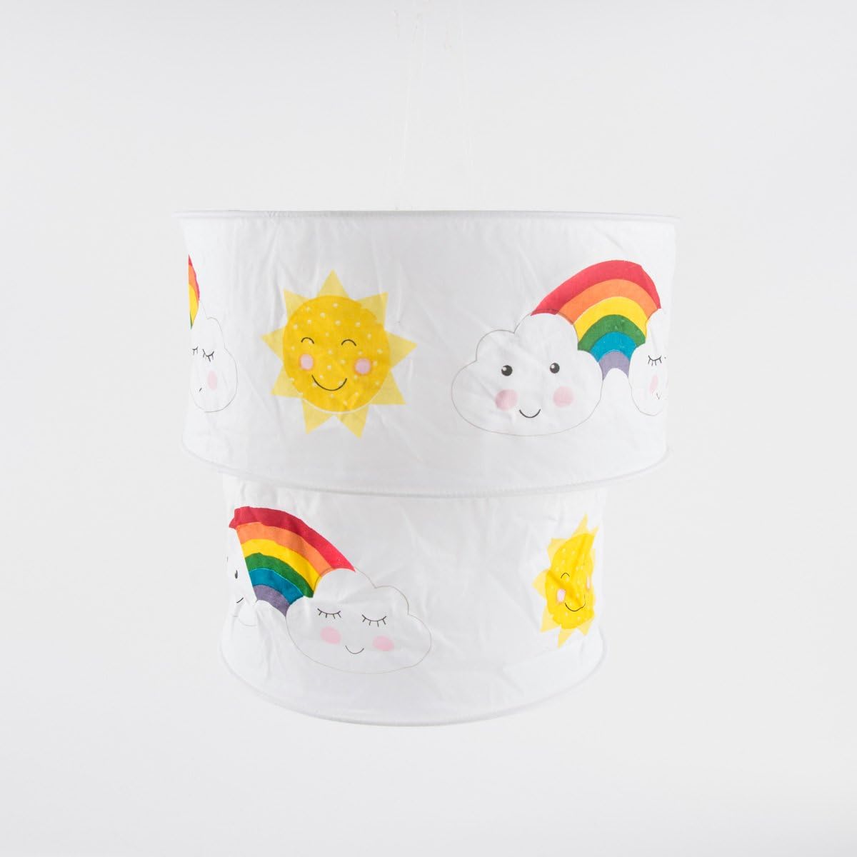 Day Dreams Smiling Sun, Cloud & Rainbow Cotton Fabric Ceiling Pendant Lightshade