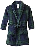 Komar Kids Big Boys' Cozy Fleece Plaid Bathrobe, Navy, X-Small