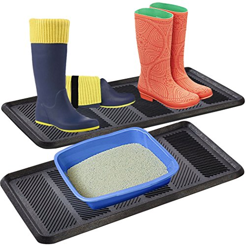SafetyCare Heavy Duty Flexible Rubber Boot Tray Door Mat 32 x 16 - Multi-Purpose for Shoes, Pets, Garden, Entryway, Pet Feeding Tray, Cat Litter Tray - 6 pack - Thumbnail 5