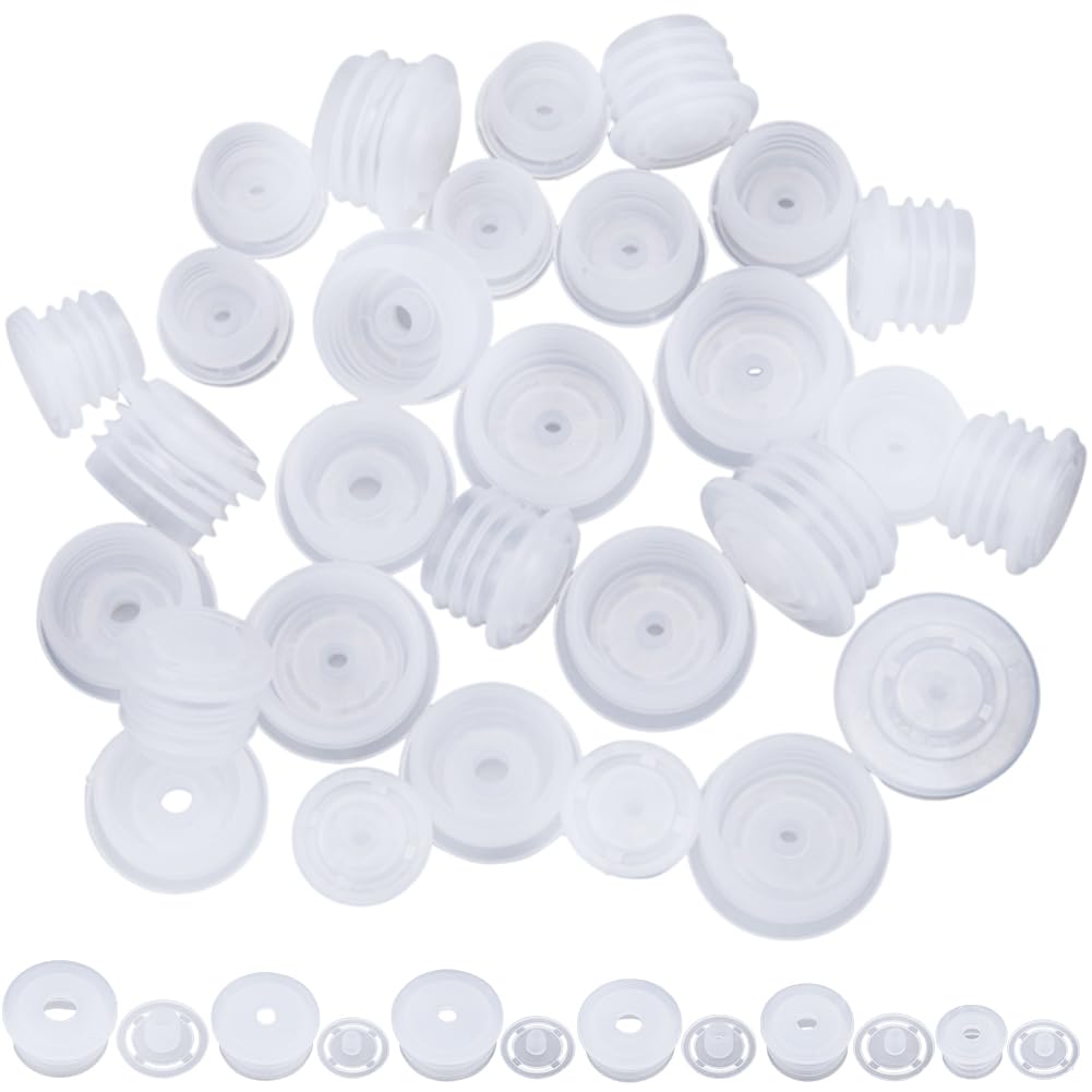 GORGECRAFT 120PCS 6 Sizes 11/12/13/16/17mm Plastic Salt and Pepper Shaker Stoppers With Holes Reusable White Replacement Plug Insert Bottle Inner Plugs for Cosmetic Glass Bottle Pipes